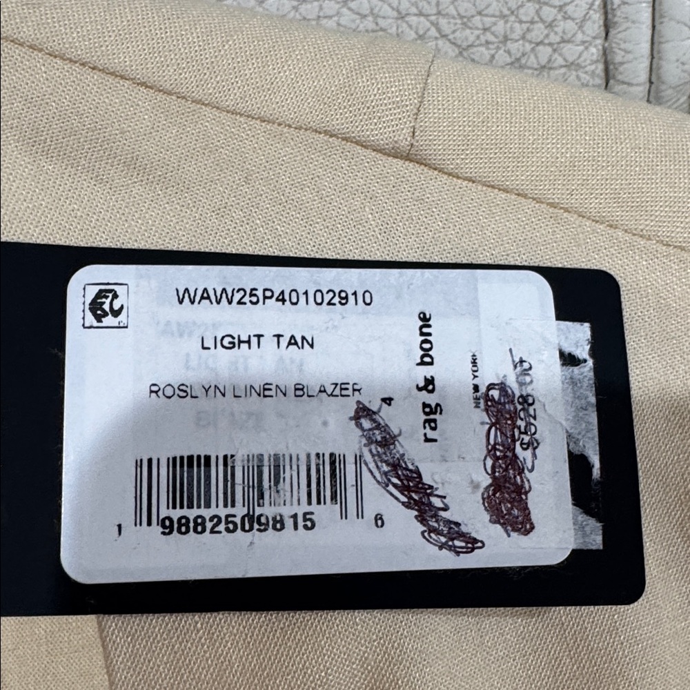 NWT $528 Rag & Bone Roslyn Linen Blend Blazer In Light Tan In Sz. 4 - Picture 13 of 13